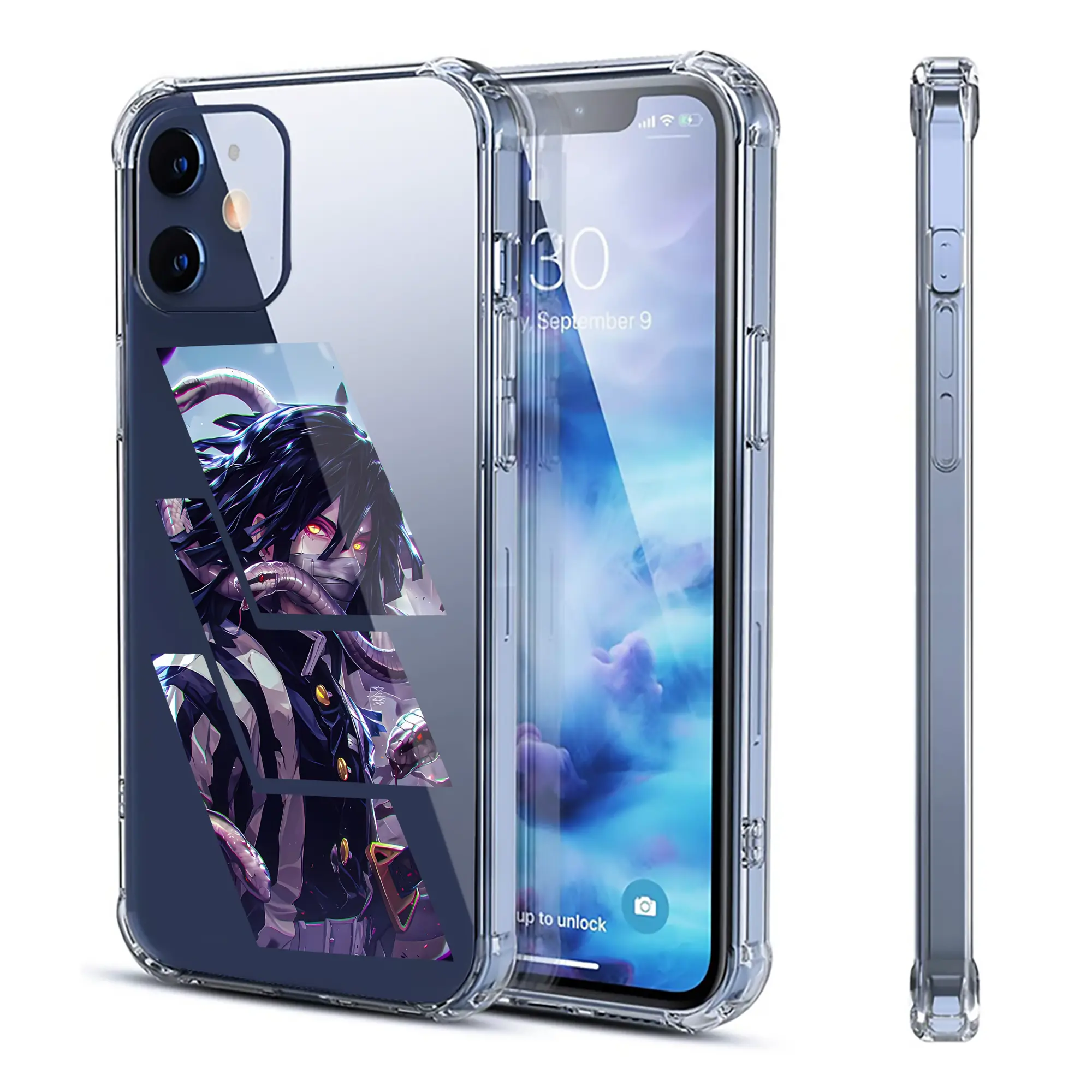 鬼滅の刃 グッズ,伊黒 小芭内 - IPhone 12シリーズ対応 ・ 透明スマホケース ・ クリアソフトケース ・ TPU素材 ・ 耐衝撃 ・ 高密着 ・ 防汚 防指紋 ・ 簡単着脱